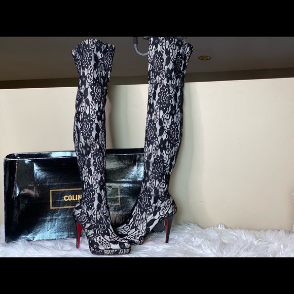 COLIN STUART NUDE LACE OVER THE KNEE BOOTS - Picture 2 of 16